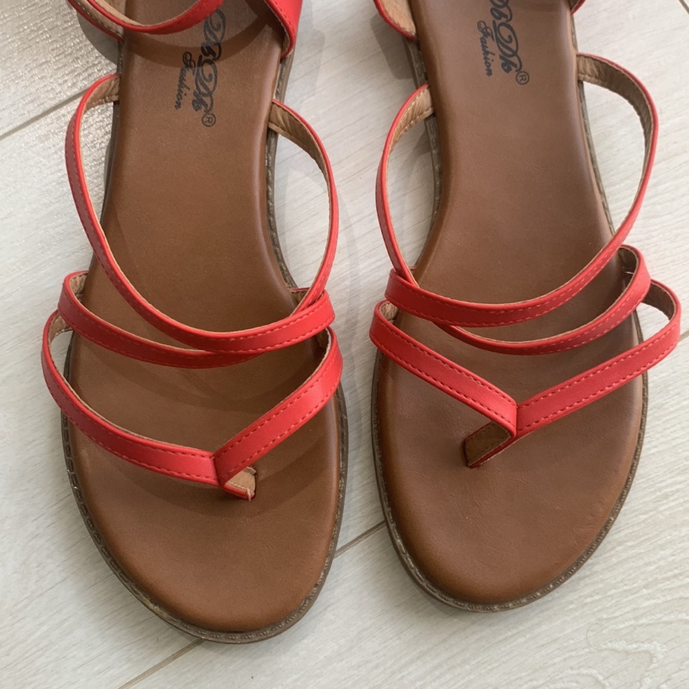 ModCloth Red Strappy Sandals size 10 - Picture 7 of 12